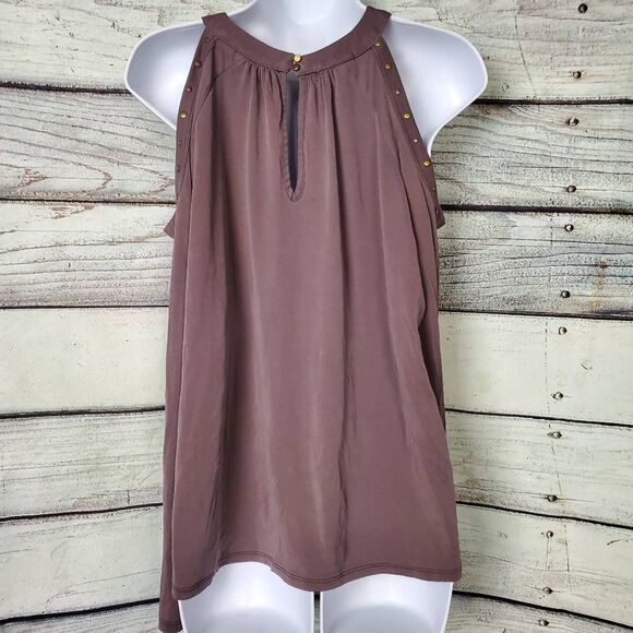Maurices Women’s Mauve Studded Cold Shoulder Keyhole Tank Top Size XL - Picture 9 of 10